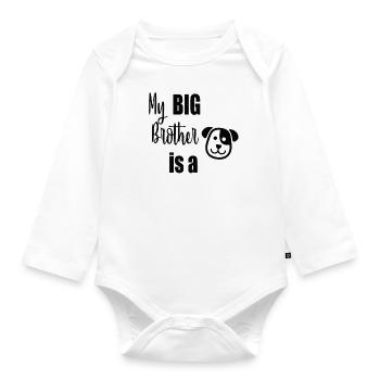 Hund Baby Babysprueche Kind Kinder lustige Sprüche - Baby Bio-Langarm-Body - Weiß - Vorne