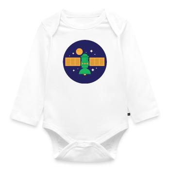 of satellite - Organic Longsleeve Baby Bodysuit - white - Front