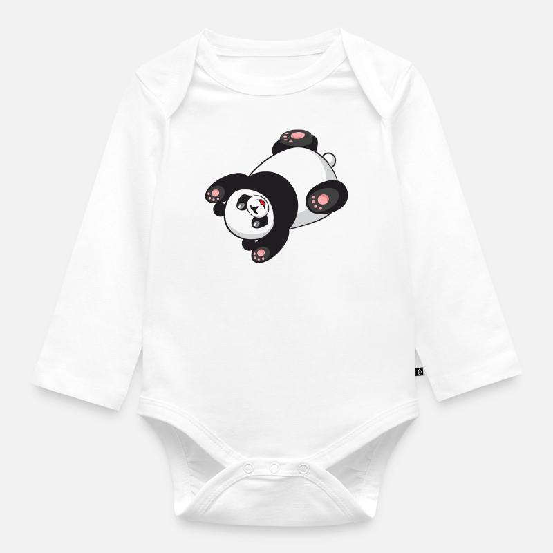 Panda doux - Body Bébé bio manches longues - blanc