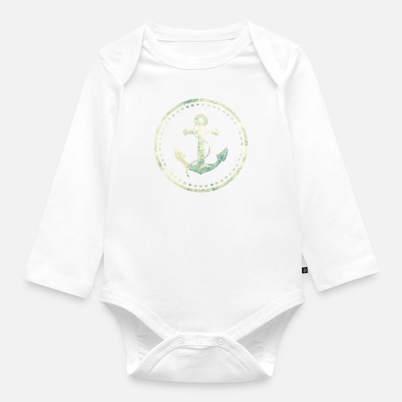 ancre - Body Bébé bio manches longues - blanc