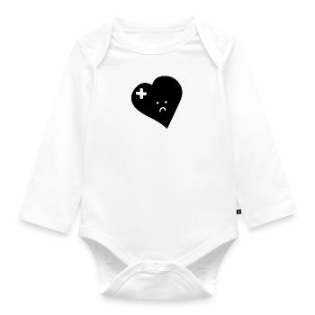 heart with a small aua - Organic Longsleeve Baby Bodysuit - white - Front