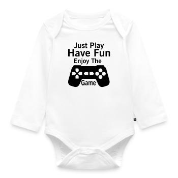play the game - Organic Longsleeve Baby Bodysuit - white - Front