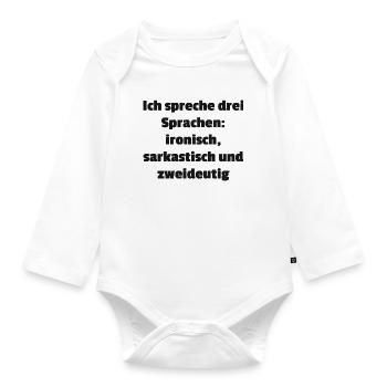 Sprachen - Baby Bio-Langarm-Body - Weiß - Vorne