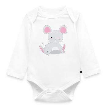 Motif de souris mignon pour les enfants et les bébés - Body Bébé bio manches longues - blanc - Devant