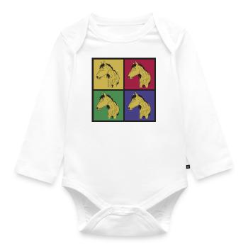 Horses pop art - Organic Longsleeve Baby Bodysuit - white - Front
