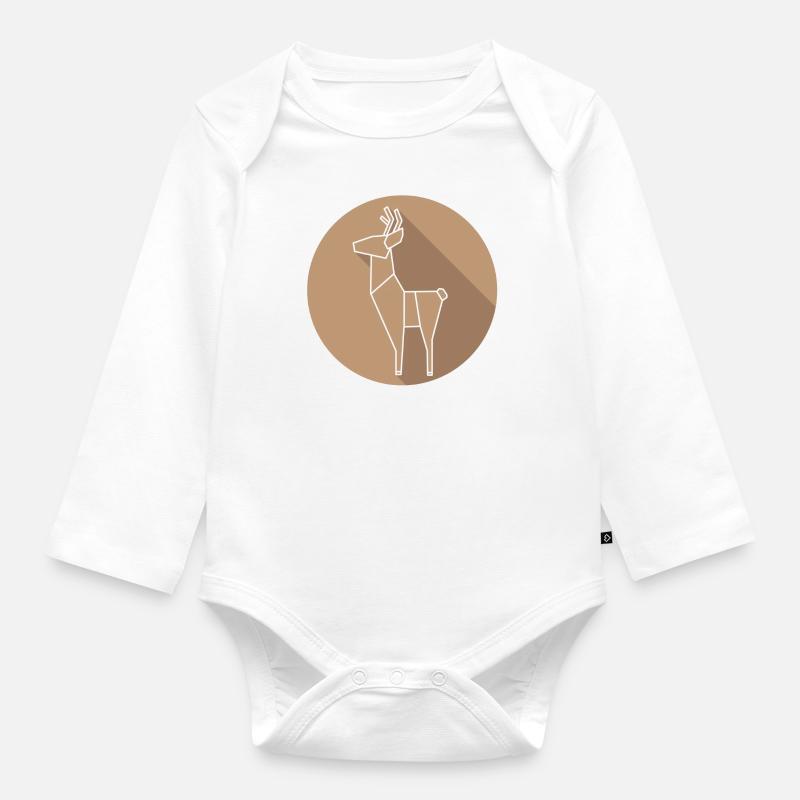 cerf - Body Bébé bio manches longues - blanc