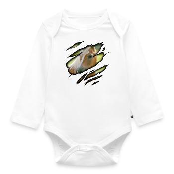 Haflinger in me - Organic Longsleeve Baby Bodysuit - white - Front