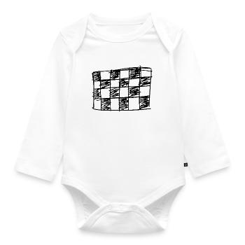 Échiquier dessiné - Body Bébé bio manches longues - blanc - Devant