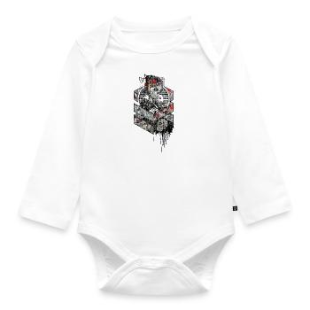 Geisha skelett knochen used look - Baby Bio-Langarm-Body - Weiß - Vorne