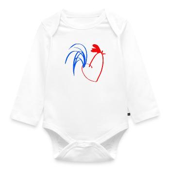 Hahn blau weiß rot - Baby Bio-Langarm-Body - Weiß - Vorne
