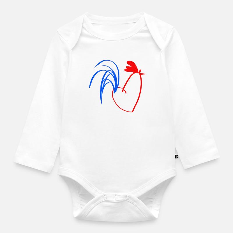 coq bleu blanc rouge - Body Bébé bio manches longues - blanc