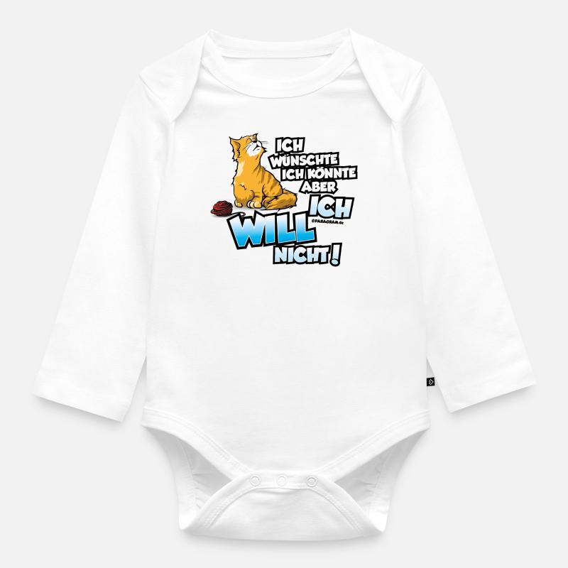 Ich wünschte ich könnte aber ich will nicht Katze - Baby Bio-Langarm-Body - Weiß