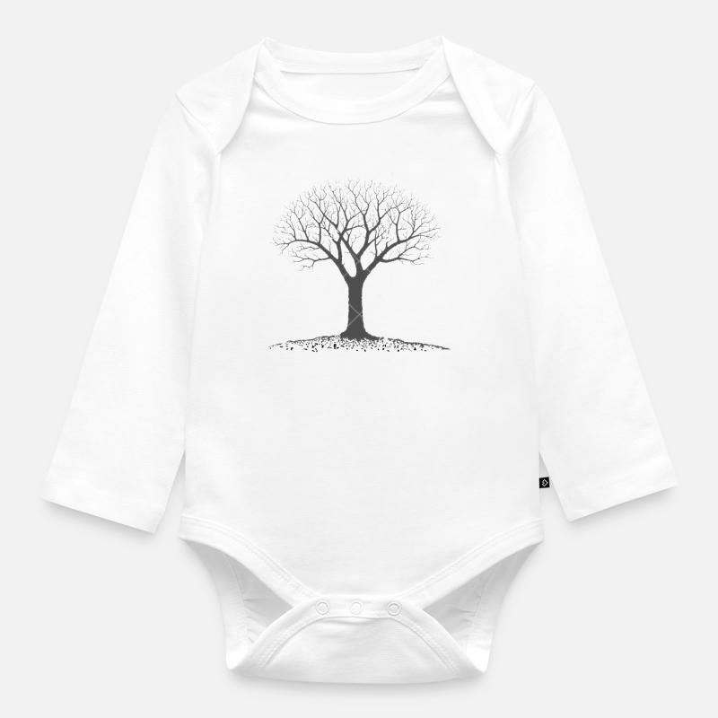 Baum - Baby Bio-Langarm-Body - Weiß