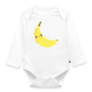 Happy Banane optimal für Kinder - Baby Bio-Langarm-Body - Weiß - Vorne