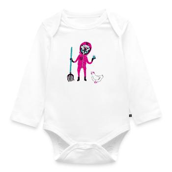 Atom Bauer - Baby Bio-Langarm-Body - Weiß - Vorne