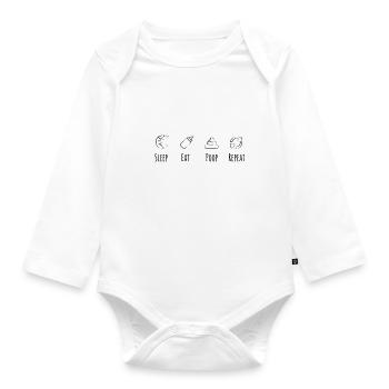 sleep eat poop repeat - Organic Longsleeve Baby Bodysuit - white - Front