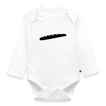 Baguette logo gift - Organic Longsleeve Baby Bodysuit - white - Front