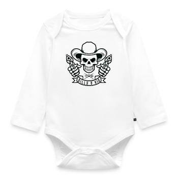 Halloween Wild West Skull America Pistols - Organic Longsleeve Baby Bodysuit - white - Front