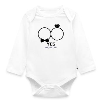 Wedding we did it - Organic Longsleeve Baby Bodysuit - white - Front