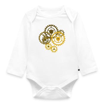 Toothed steampunk - Organic Longsleeve Baby Bodysuit - white - Front
