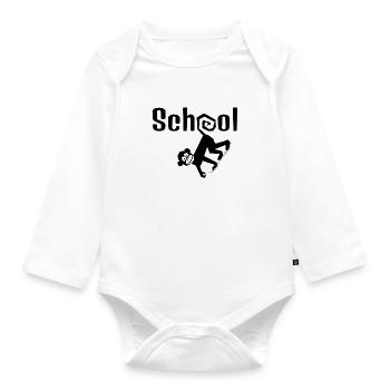 school - Organic Longsleeve Baby Bodysuit - white - Front