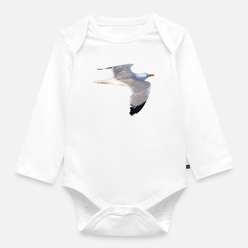 Möwe - Baby Bio-Langarm-Body - Weiß
