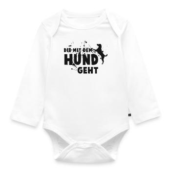 The dog goes - statement - Organic Longsleeve Baby Bodysuit - white - Front