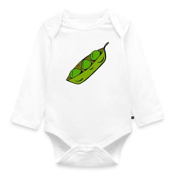 Erbsen - Baby Bio-Langarm-Body - Weiß - Vorne