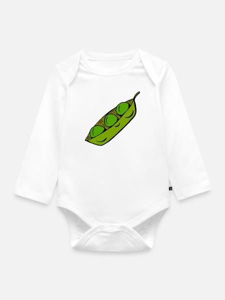 Erbsen - Baby Bio-Langarm-Body - Weiß