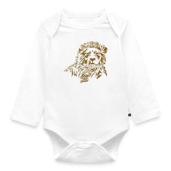 Dessin lion - Body Bébé bio manches longues - blanc - Devant