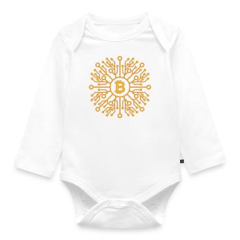 Bitcoin - Baby Bio-Langarm-Body - Weiß - Vorne