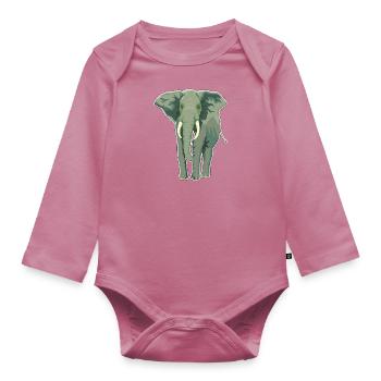 Éléphant - Body Bébé bio manches longues - mauve - Devant