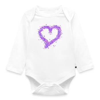 Heart purple - Organic Longsleeve Baby Bodysuit - white - Front