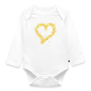 Heart yellow - Organic Longsleeve Baby Bodysuit - white - Front