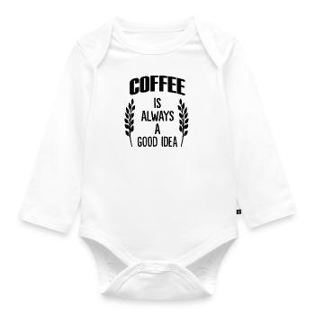 Coffee coffee bean - Organic Longsleeve Baby Bodysuit - white - Front