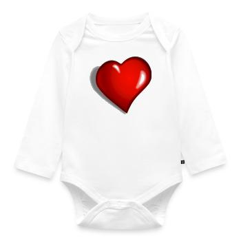 heart - Organic Longsleeve Baby Bodysuit - white - Front