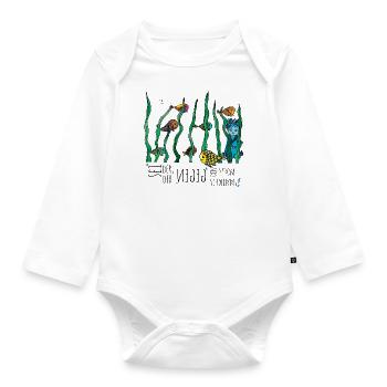 Udus with the fish in the water - Organic Longsleeve Baby Bodysuit - white - Front