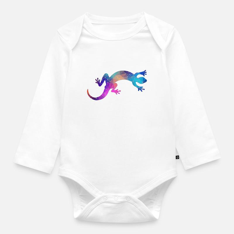 gecko - Body Bébé bio manches longues - blanc
