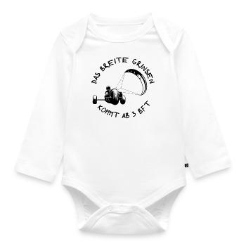 Kitebuggy und das breite Grinsen - Baby Bio-Langarm-Body - Weiß - Vorne