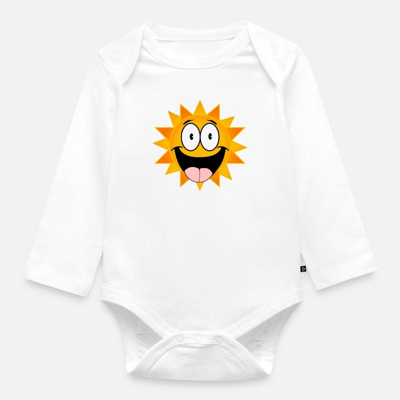 smiling sun - Organic Longsleeve Baby Bodysuit - white