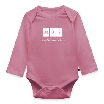 Baby Scientist Periodic Table Nerd Gift - Organic Longsleeve Baby Bodysuit - mauve - Front