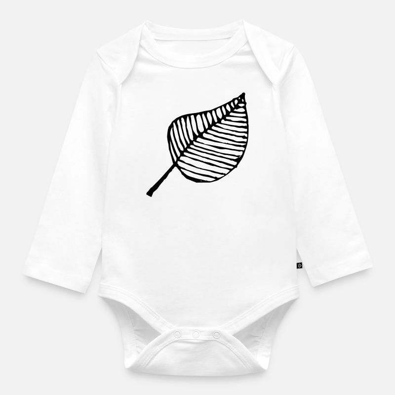 feuille - Body Bébé bio manches longues - blanc
