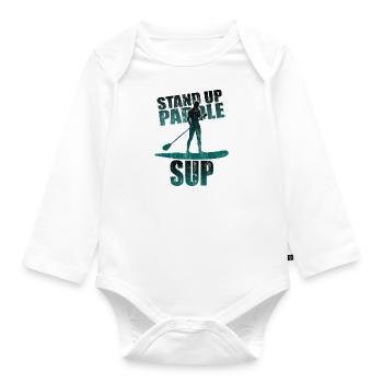 Paddle paddle canoë sports nautiques cadeau - Body Bébé bio manches longues - blanc - Devant