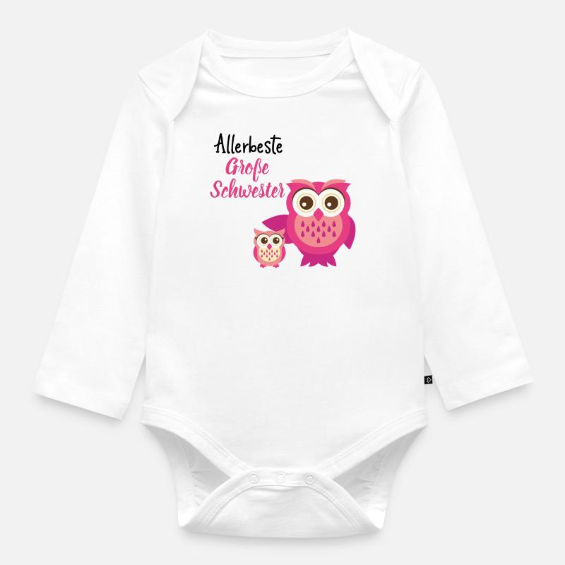 beste große Schwester Eule große Schwester - Baby Bio-Langarm-Body - Weiß