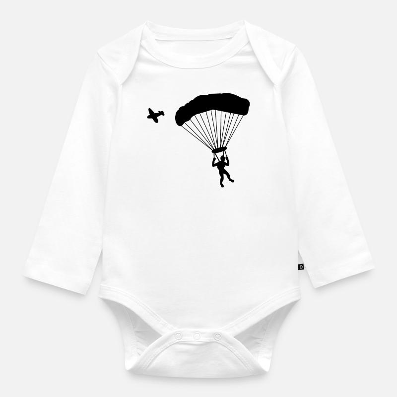 Parachute parachutiste - Body Bébé bio manches longues - blanc