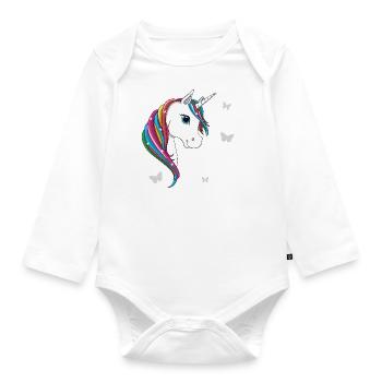 lorey.w "Unicorn - I want to believe" - Organic Longsleeve Baby Bodysuit - white - Front