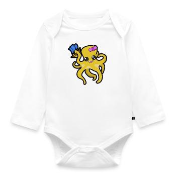 Baby Cute Kraken - Organic Longsleeve Baby Bodysuit - white - Front