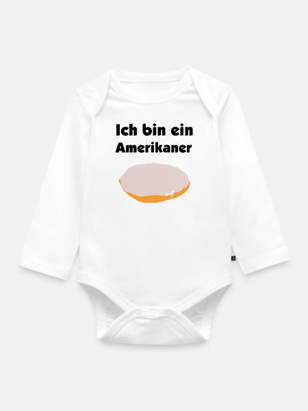 American - Organic Longsleeve Baby Bodysuit - white