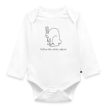 follow the white rabbit - Organic Longsleeve Baby Bodysuit - white - Front