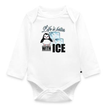 Penguin Antarctic bird animal Arctic ice cream - Organic Longsleeve Baby Bodysuit - white - Front